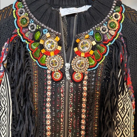 Byron Lars Black Embroidered Cardigan-NEW